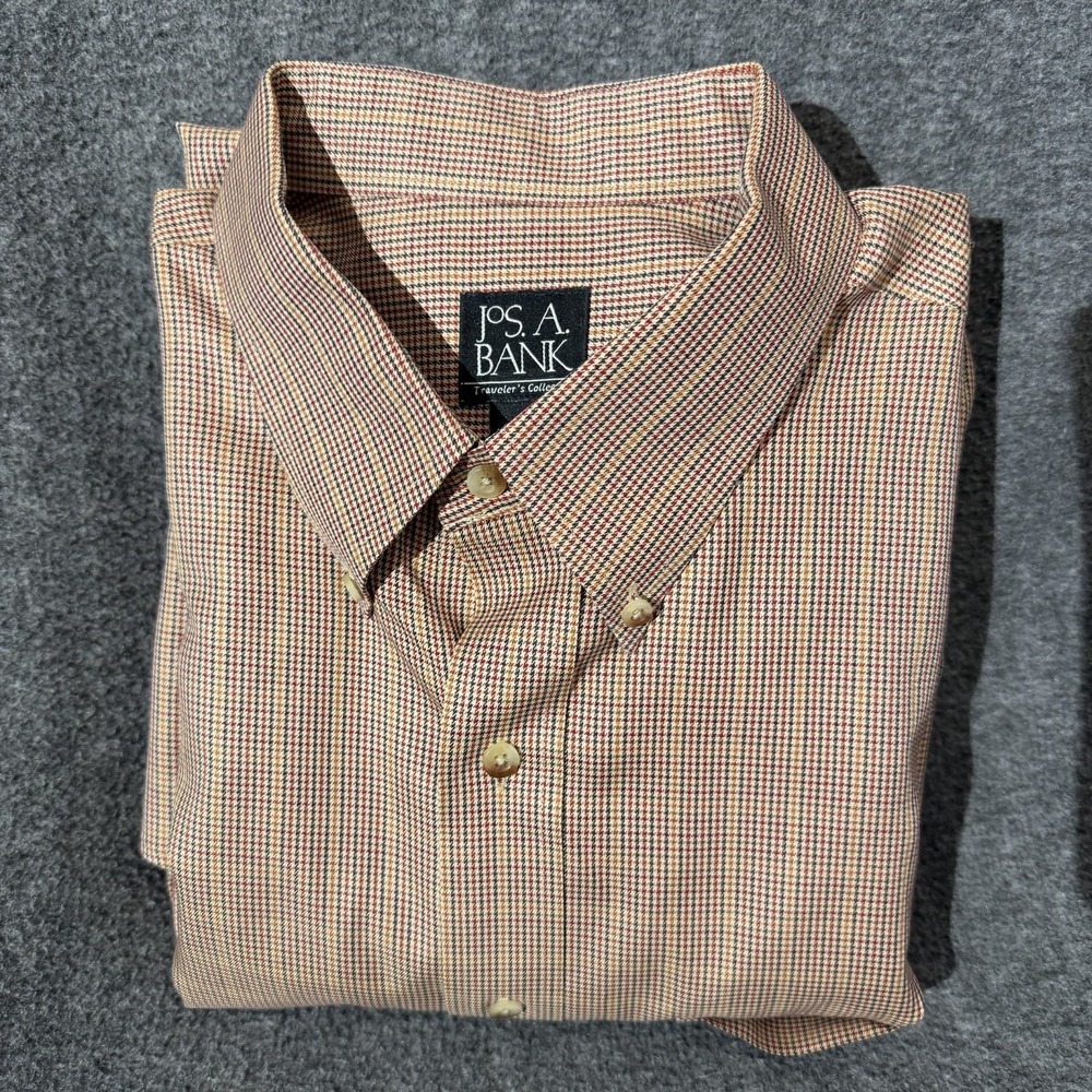 Jos a Banks Men's Travelers Collection Houndstooth Button Down Dress Shirt L
